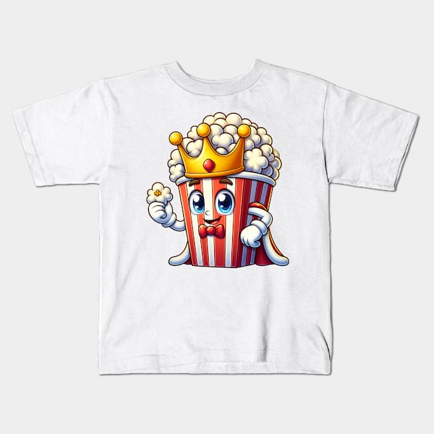 Popcorn King Kids T-Shirt by Fantasy Vortex